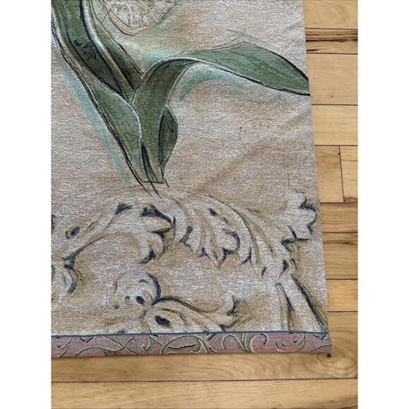 VTG French Tapestry Flowers Butterfly Wall Hanging Art Home Decor 3x4’ Cottage - Picture 5 of 8